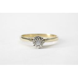 DIAMENT 0,04 CT ZŁOTO 375 PIERŚCIONEK ROZMIAR 15