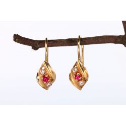 KORUNDY CYRKONIE ZŁOTO 585 KOLCZYKI