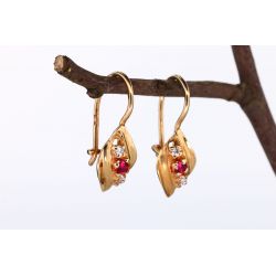 KORUNDY CYRKONIE ZŁOTO 585 KOLCZYKI