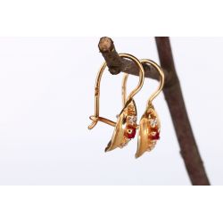 KORUNDY CYRKONIE ZŁOTO 585 KOLCZYKI