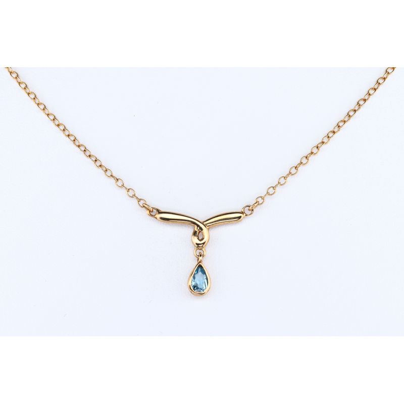 AKWAMARYN ZŁOTO 375 NASZYJNIK