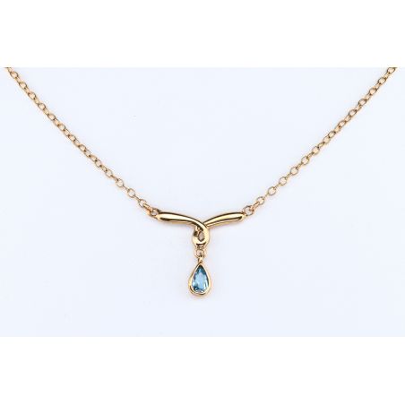 AKWAMARYN ZŁOTO 375 NASZYJNIK