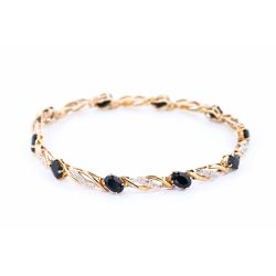 SZAFIRY DIAMENTY ZŁOTO 375 BRANSOLETKA