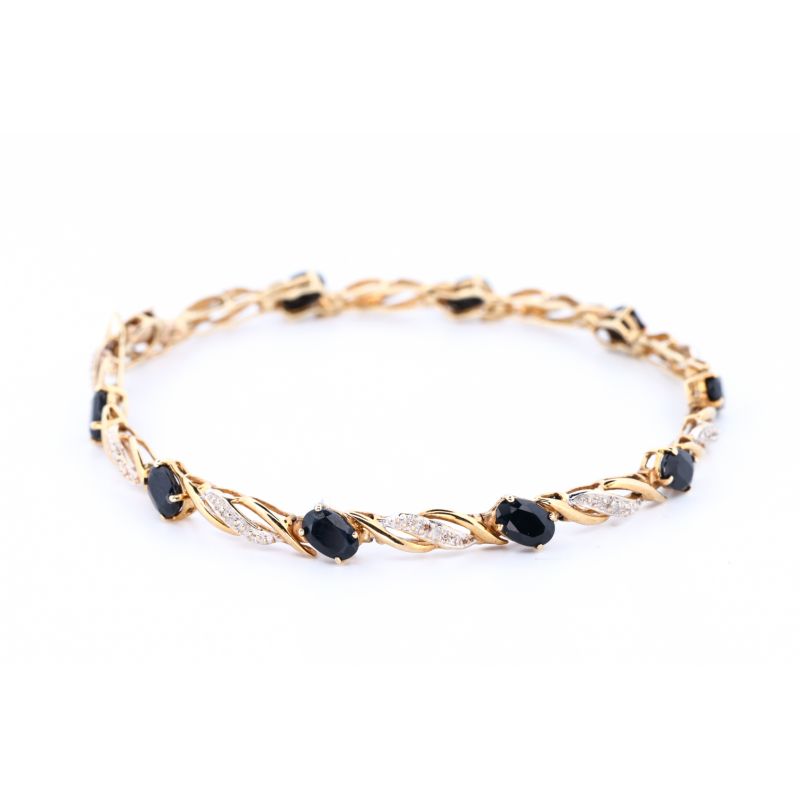 SZAFIRY DIAMENTY ZŁOTO 375 BRANSOLETKA