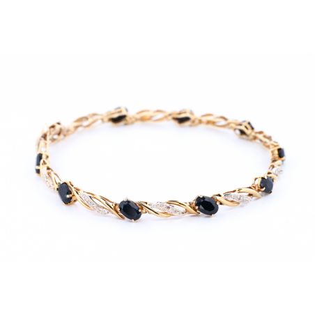 SZAFIRY DIAMENTY ZŁOTO 375 BRANSOLETKA