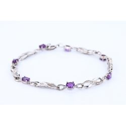 AMETYSTY DIAMENTY ZŁOTO 375 BRANSOLETKA