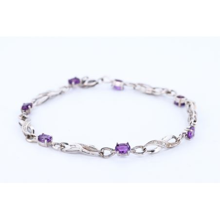 AMETYSTY DIAMENTY ZŁOTO 375 BRANSOLETKA