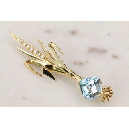 TOPAZ DIAMENTY ZŁOTO 750 BROSZKA