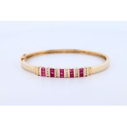 RUBINY DIAMENTY ZŁOTO 585 BRANSOLETKA