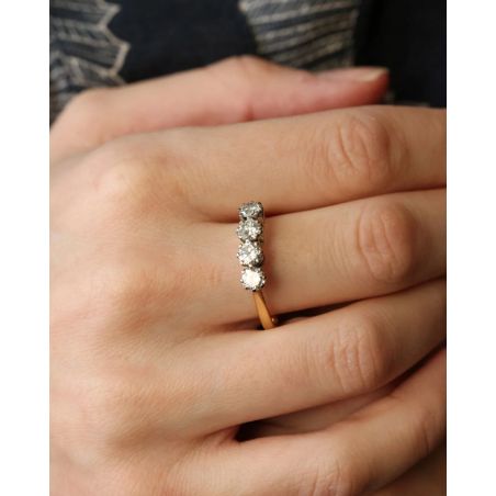 DIAMENTY 1,0 CT ZŁOTO 750 PIERŚCIONEK 1987r ROZMIAR 16