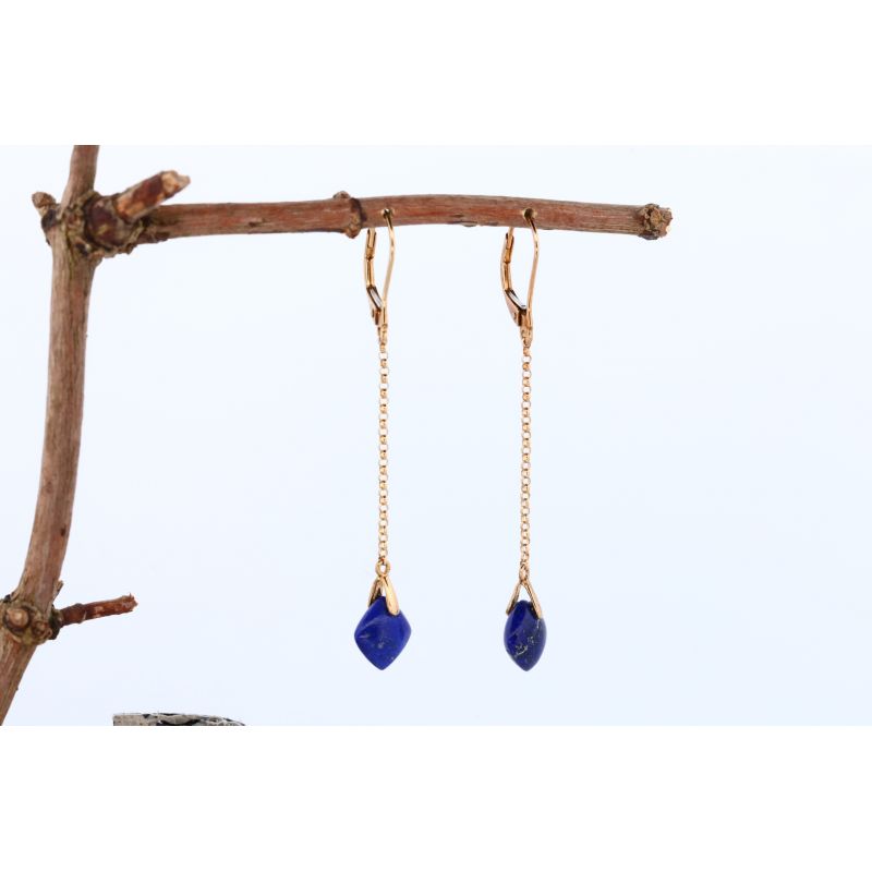 LAPIS LAZULI ZŁOTO 375 KOLCZYKI