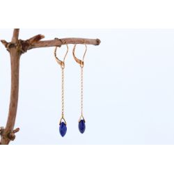 LAPIS LAZULI ZŁOTO 375 KOLCZYKI