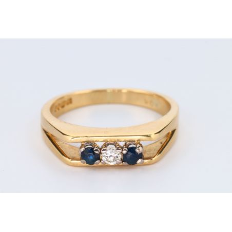 SZAFIRY DIAMENT ZŁOTO 750 PIERŚCIONEK 1970r ROZMIAR 11 CERTYFIKAT