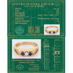SZAFIRY DIAMENT ZŁOTO 750 PIERŚCIONEK 1970r ROZMIAR 11 CERTYFIKAT