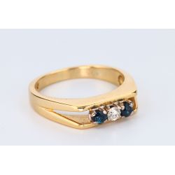 SZAFIRY DIAMENT ZŁOTO 750 PIERŚCIONEK 1970r ROZMIAR 11 CERTYFIKAT