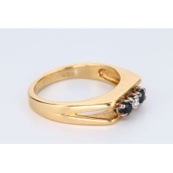 SZAFIRY DIAMENT ZŁOTO 750 PIERŚCIONEK 1970r ROZMIAR 11 CERTYFIKAT