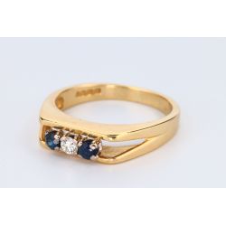 SZAFIRY DIAMENT ZŁOTO 750 PIERŚCIONEK 1970r ROZMIAR 11 CERTYFIKAT