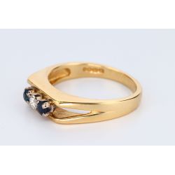 SZAFIRY DIAMENT ZŁOTO 750 PIERŚCIONEK 1970r ROZMIAR 11 CERTYFIKAT