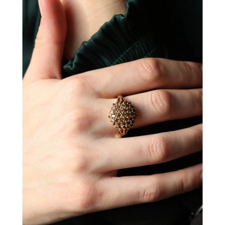 BROWN DIAMENTY 1,30 CT ZŁOTO 375 PIERŚCIONEK ROZMIAR 22