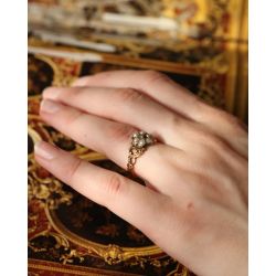PERŁY DIAMENT ZŁOTO 625 PIERŚCIONEK ROZMIAR 12
