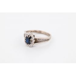 SZAFIR DIAMENTY ZŁOTO 750 PIERŚCIONEK 1977r ROZMIAR 14