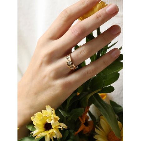 DIAMENTY 0,45CT ZŁOTO 750 PIERŚCIONEK 1886r ROZMIAR 10