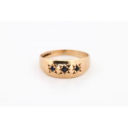 SZAFIRY 0,12 CT ZŁOTO 375 PIERŚCIONEK ROZMIAR 15