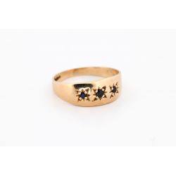 SZAFIRY 0,12 CT ZŁOTO 375 PIERŚCIONEK ROZMIAR 15
