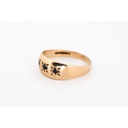 SZAFIRY 0,12 CT ZŁOTO 375 PIERŚCIONEK ROZMIAR 15