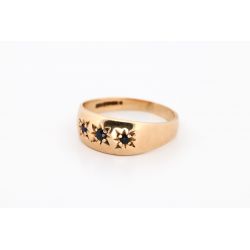 SZAFIRY 0,12 CT ZŁOTO 375 PIERŚCIONEK ROZMIAR 15