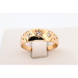 DIAMENTY 0,15CT ZŁOTO 750 PIERŚCIONEK 1900r ROZMIAR 15