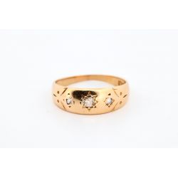 DIAMENTY 0,15CT ZŁOTO 750 PIERŚCIONEK 1900r ROZMIAR 15