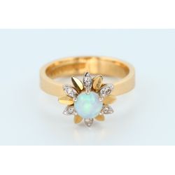 OPAL DIAMENTY ZŁOTO 750 PIERŚCIONEK 1973r ROZMIAR 11...