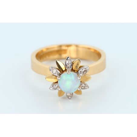 OPAL DIAMENTY ZŁOTO 750 PIERŚCIONEK 1973r ROZMIAR 11 CERTYFIKAT