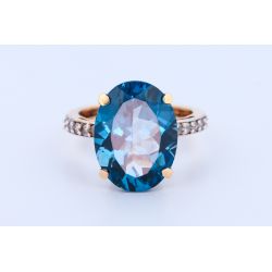 TOPAZ DIAMENTY ZŁOTO 375 PIERŚCIONEK ROZMIAR 14 CERTYFIKAT